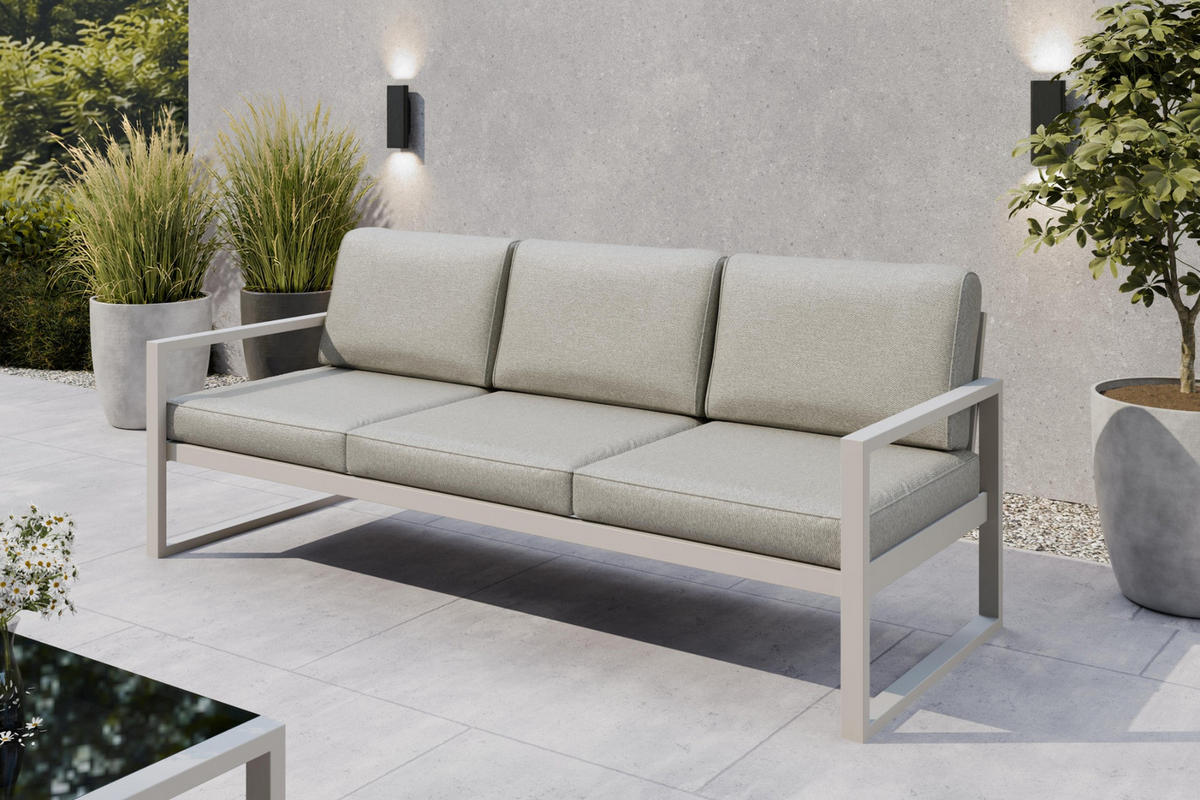 GARTENSET Madera für 6 Personen Balkonmöbel Aluminium Terassenmöbel Sitzbank, 4-tlg. Tisch kaschmir, beige - Kaschmir/Beige, Kunststoff/Metall - Margaret Hadas24