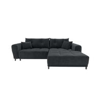 ECKSOFA Massimo Cordstoff Graphitfarben inkl. Schlaffunktion Rechts - Schwarz/Graphitfarben, Textil/Metall (246/177cm) - 99rooms