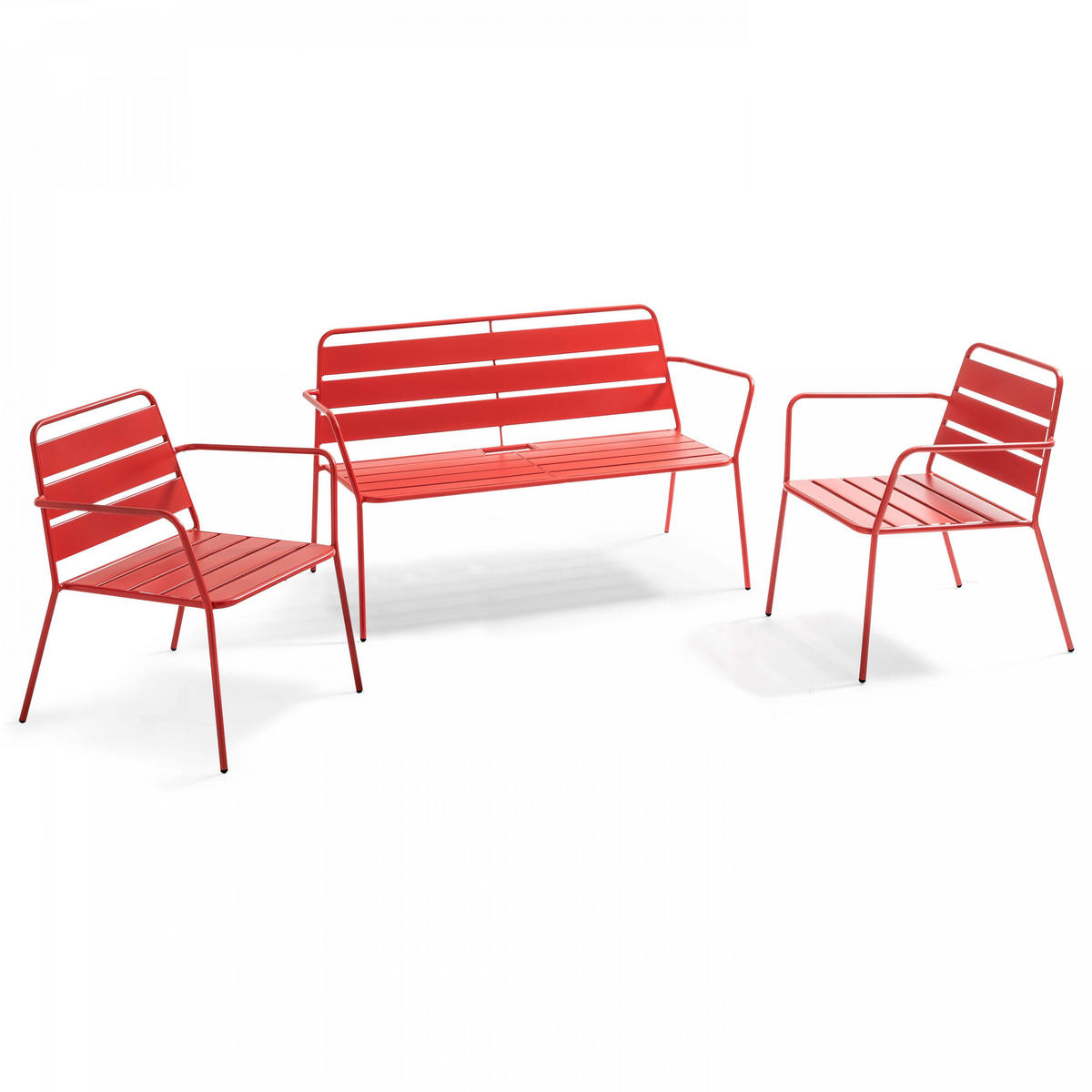 GARTENMÖBEL 4-tlg., Rot - Rot, Metall - Oviala