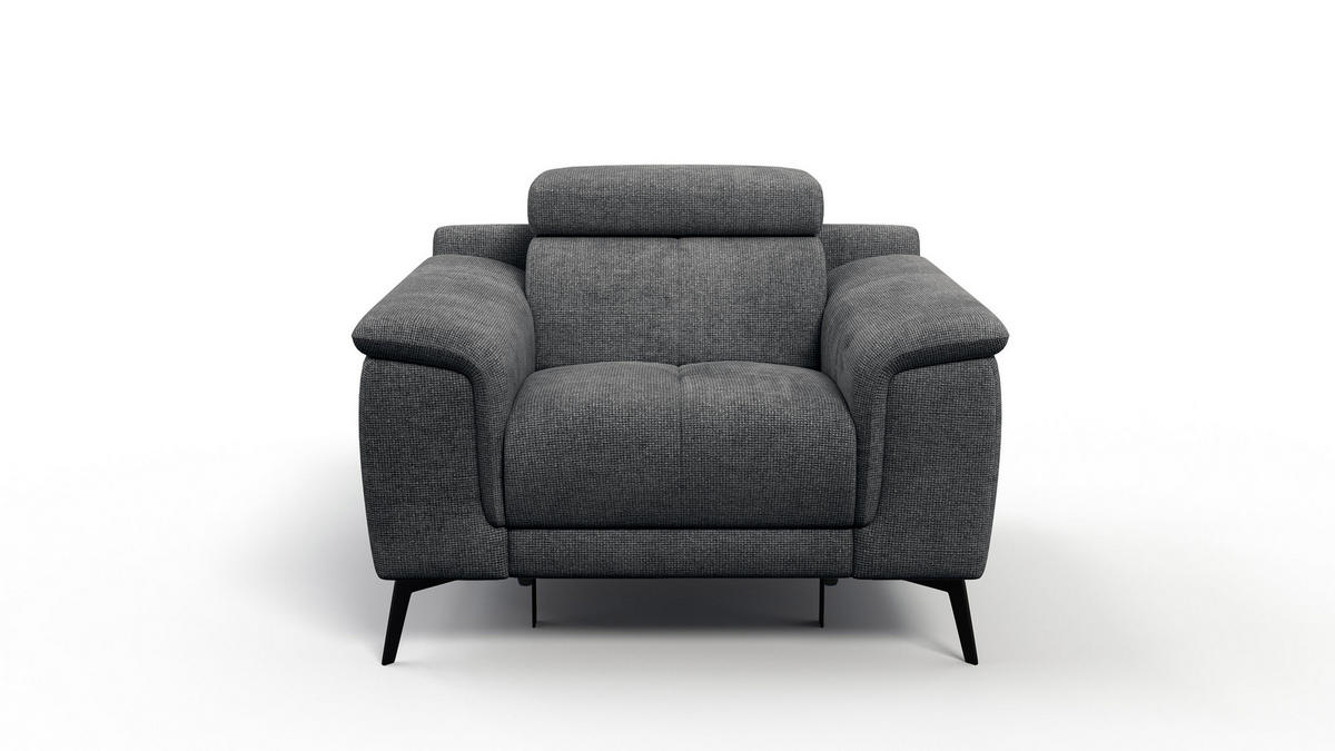 SESSEL FIERO mit Relaxfunktion, dunkelgrau - Dunkelgrau/Schwarz, Holzwerkstoff/Textil (114/82/103cm) - Courtois Laville