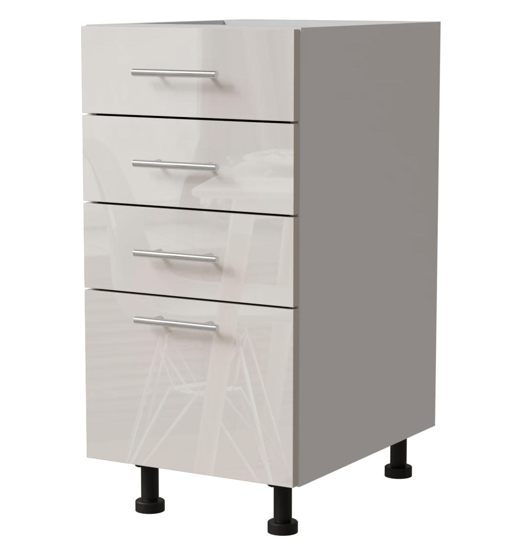 SCHUBLADENUNTERSCHRANK Brerra D4R/40 Korpus weiß / Front RAL 9001 creme Hochglanz 40 / 50 / 82 cm - Creme/Weiß, Holz/Holzwerkstoff (40/82/50cm) - Feldmann-Wohnen