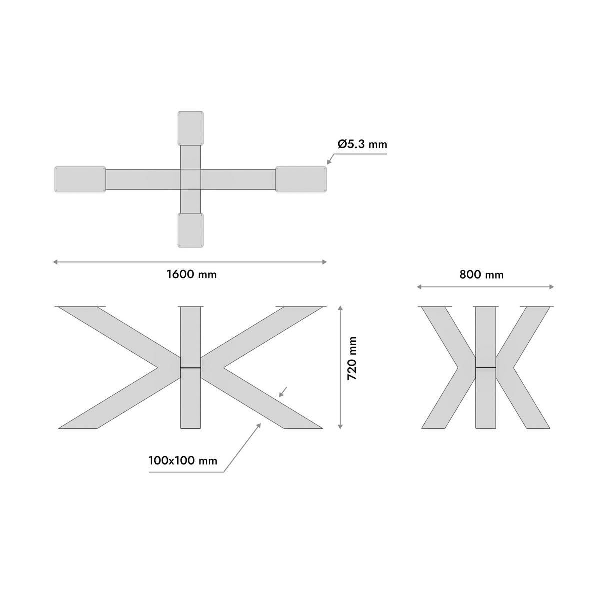 KOVINSKE NOGE ZA MIZO Acamar Extreme črna 160/70/72 cm - črna, kovina (80/72/160cm) - Metalo Pro