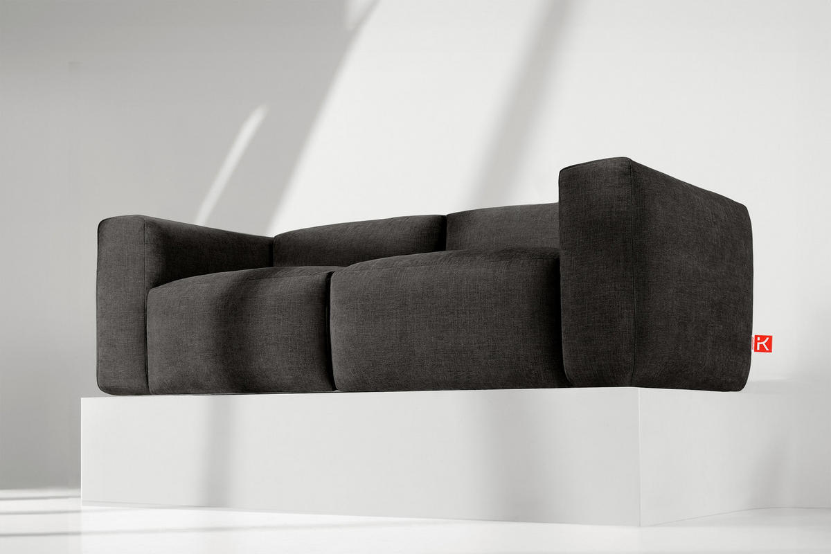 2,5-SITZER-MODULSOFA BUFFO mit extrem weicher und bequemer Sitzfläche, Gewebestoff, graphit - Graphitfarben, Textil (250/73/96cm) - KONSIMO®