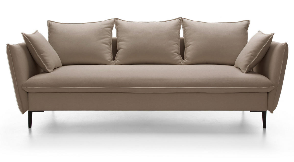 SOFA mit Bettkasten Flavio, 237 cm, Schlaffunktion, Beige - Beige, Holz (237/90/105cm) - Emporius