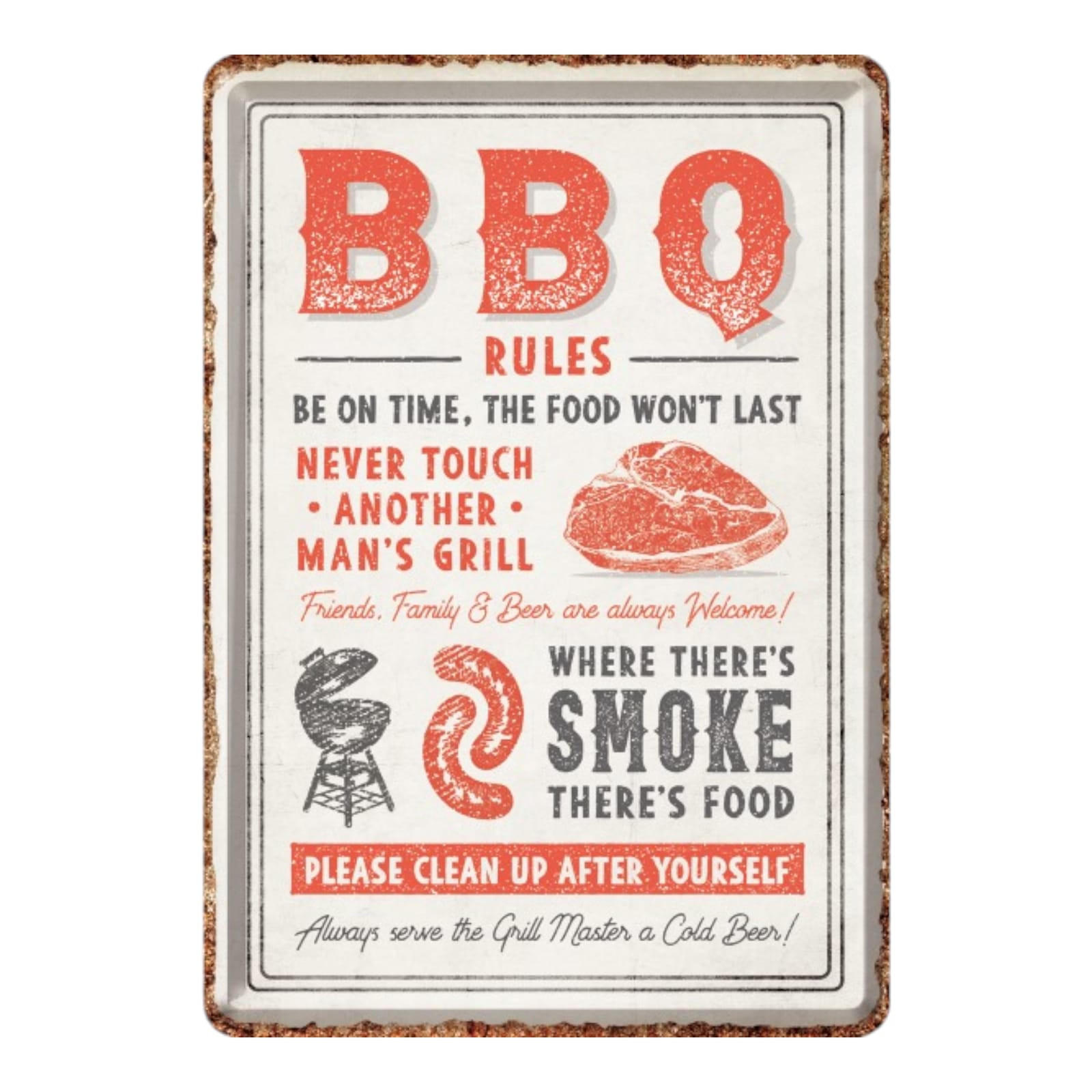 MINIBLECHSCHILD 10/14 cm BBQ Rules - Multicolor, Metall (10/14/0.1cm) - Nostalgic-Art