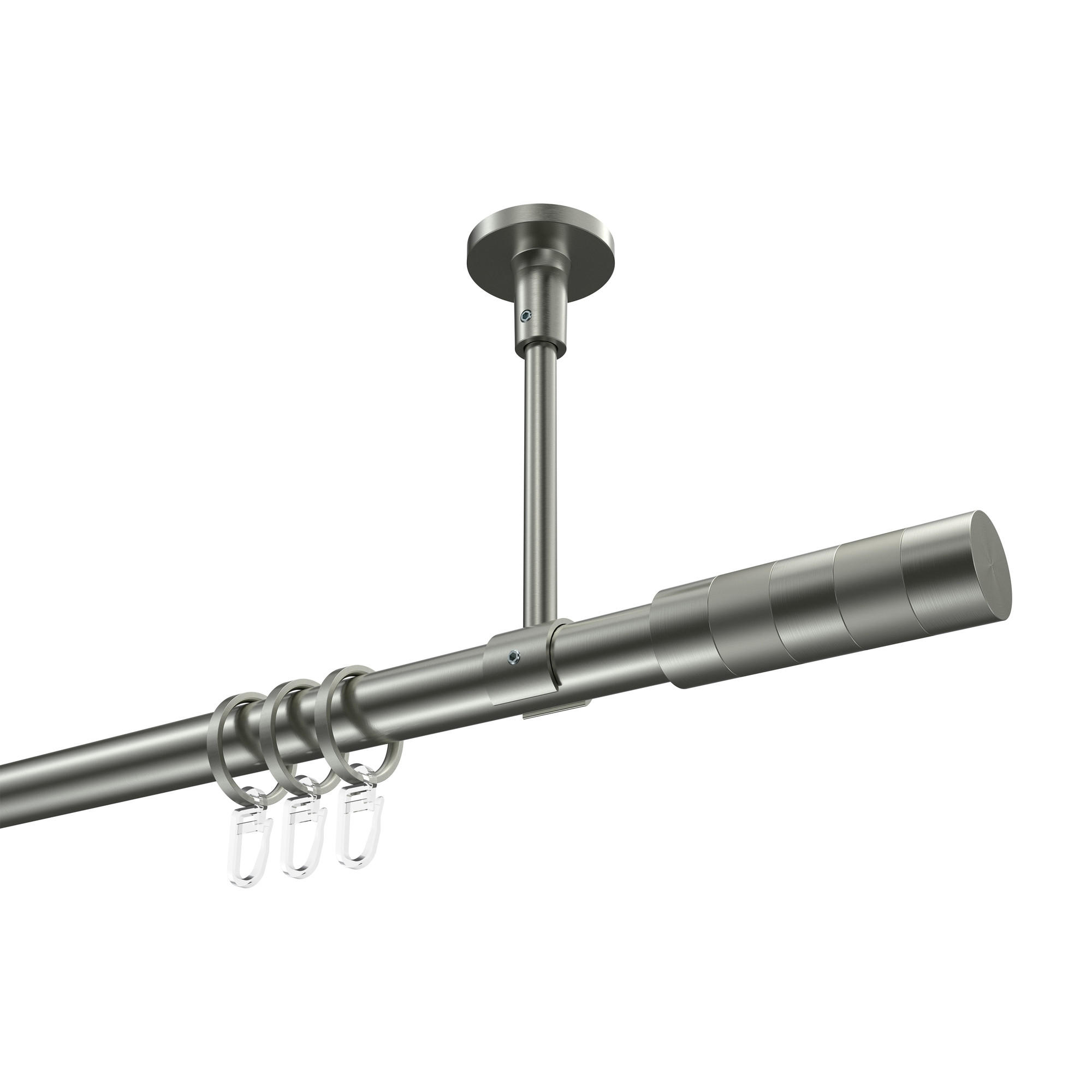 GARDINENSTANGEN-SET Sonette Mavell 100 cm, 1-läufig, 20 mm Ø Edelstahl-Optik - Edelstahlfarben/Silberfarben, Metall (100cm) - INTERDECO