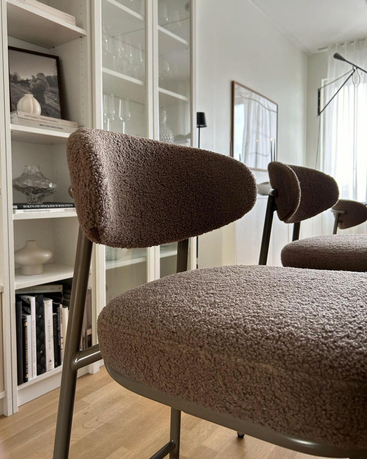BAROVÁ ŽIDLE sada 2 ks Bouclé Taupe Unity - béžová/šedohnědá, textil (50/92/55cm) - Beliani