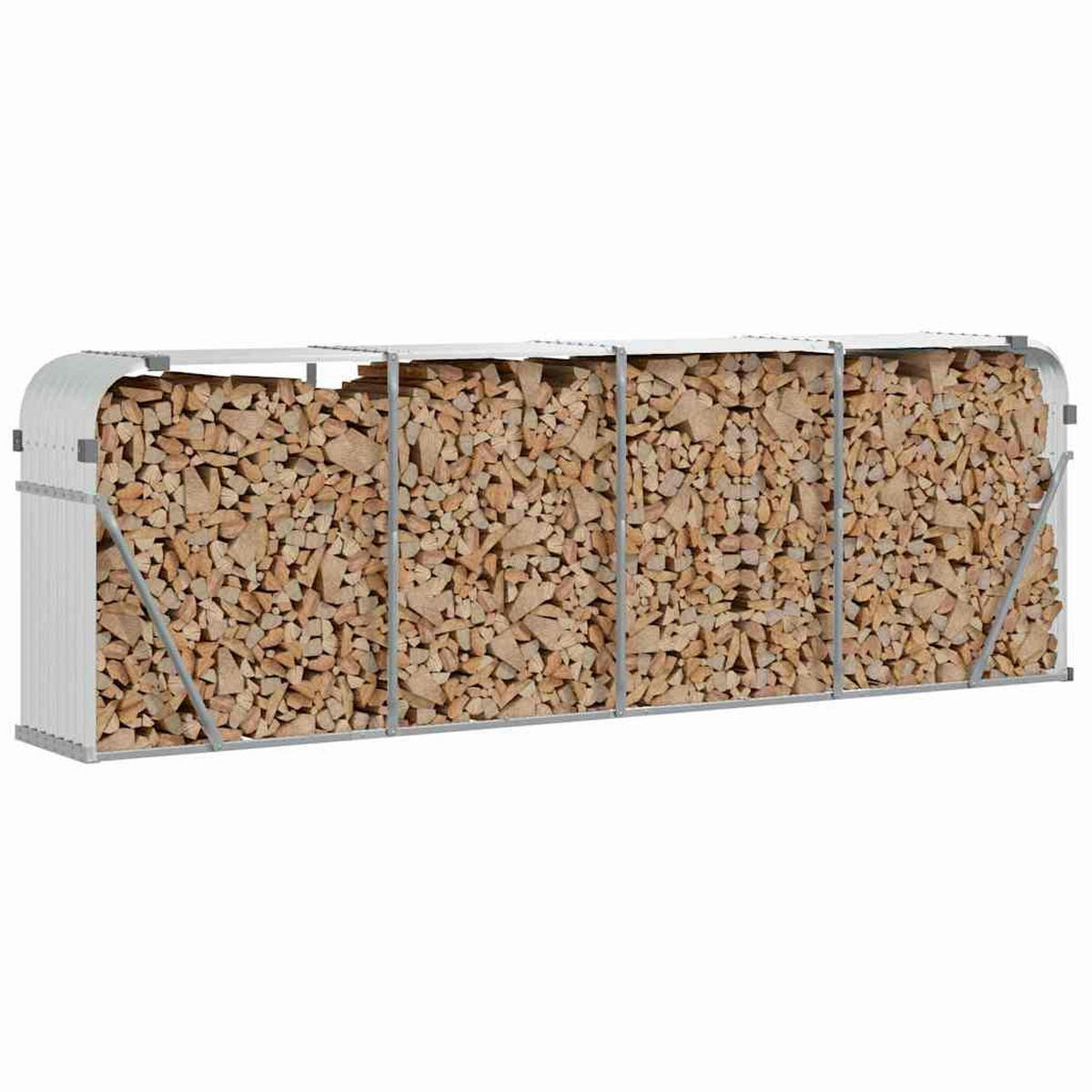 KAMINHOLZUNTERSTAND Silbern 300/45/100 Cm Verzinkter Stahl - Silberfarben, Metall (300/100/45cm) - vidaXL