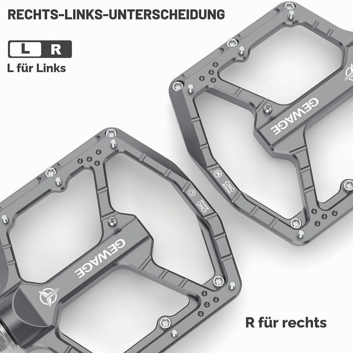 FAHRRADPEDALE CNC Aluminium 3-fach-Lagersystem 9/16″ Chromoly - Grau, Metall (10.4/1.5/11cm)