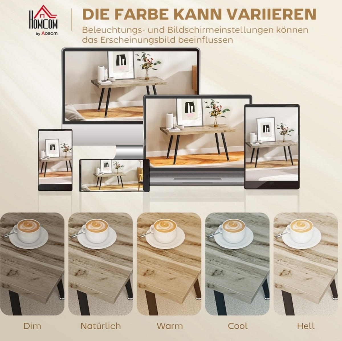 COUCHTISCH aus Holz 100x50x45 cm in Eiche mit Stahlbeinen - Eichefarben, Holzwerkstoff (100/50/45cm) - Modfu