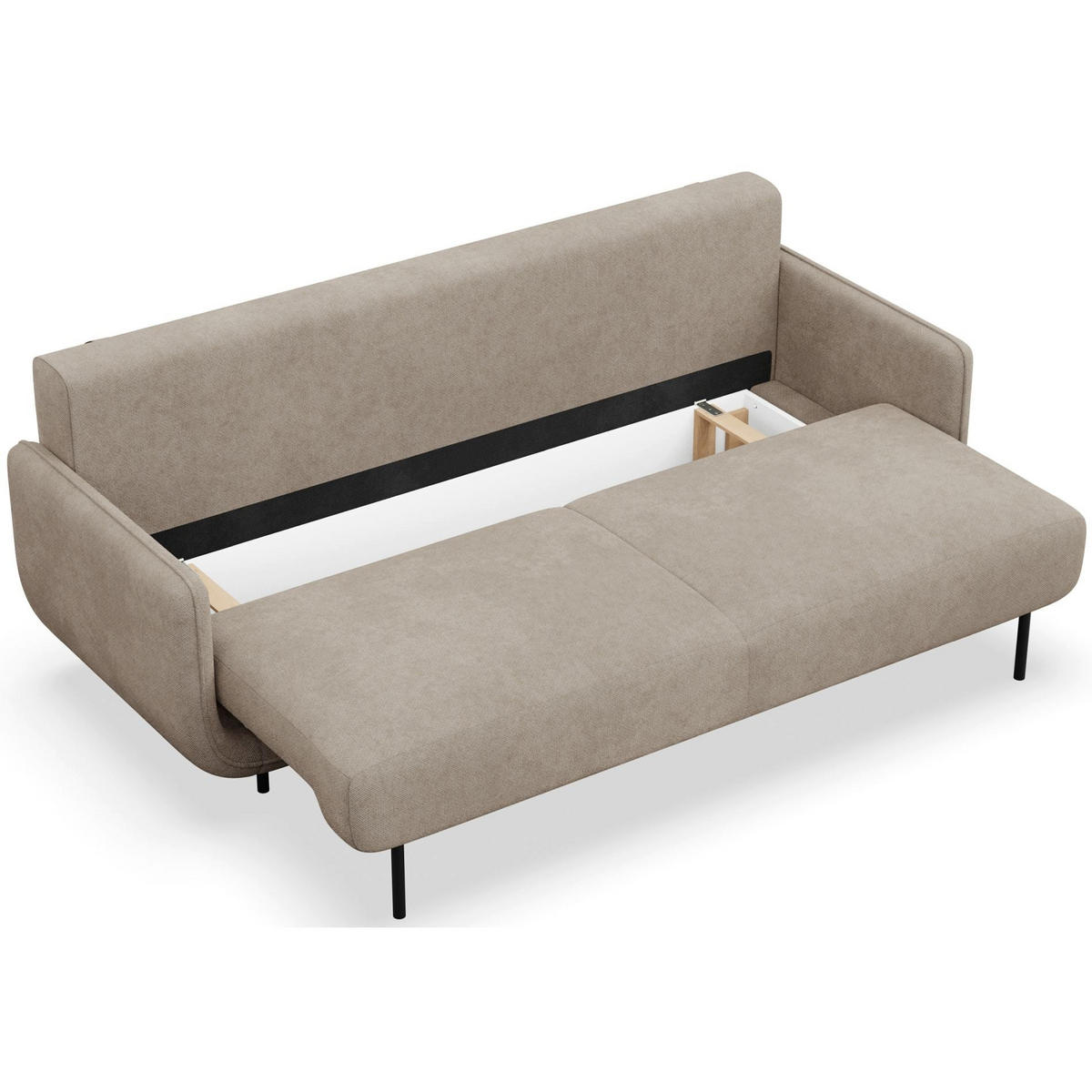 SCHLAFSOFA Ovals Beige - Beige/Schwarz, Textil/Metall (236/95/96cm) - Selsey