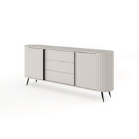 KOMMODE, hellgrau, 196 x 81,8 x 40,2 cm - Schwarz/Grau, Holzwerkstoff/Metall (196/81.8/40.2cm) - 3XE LIVING