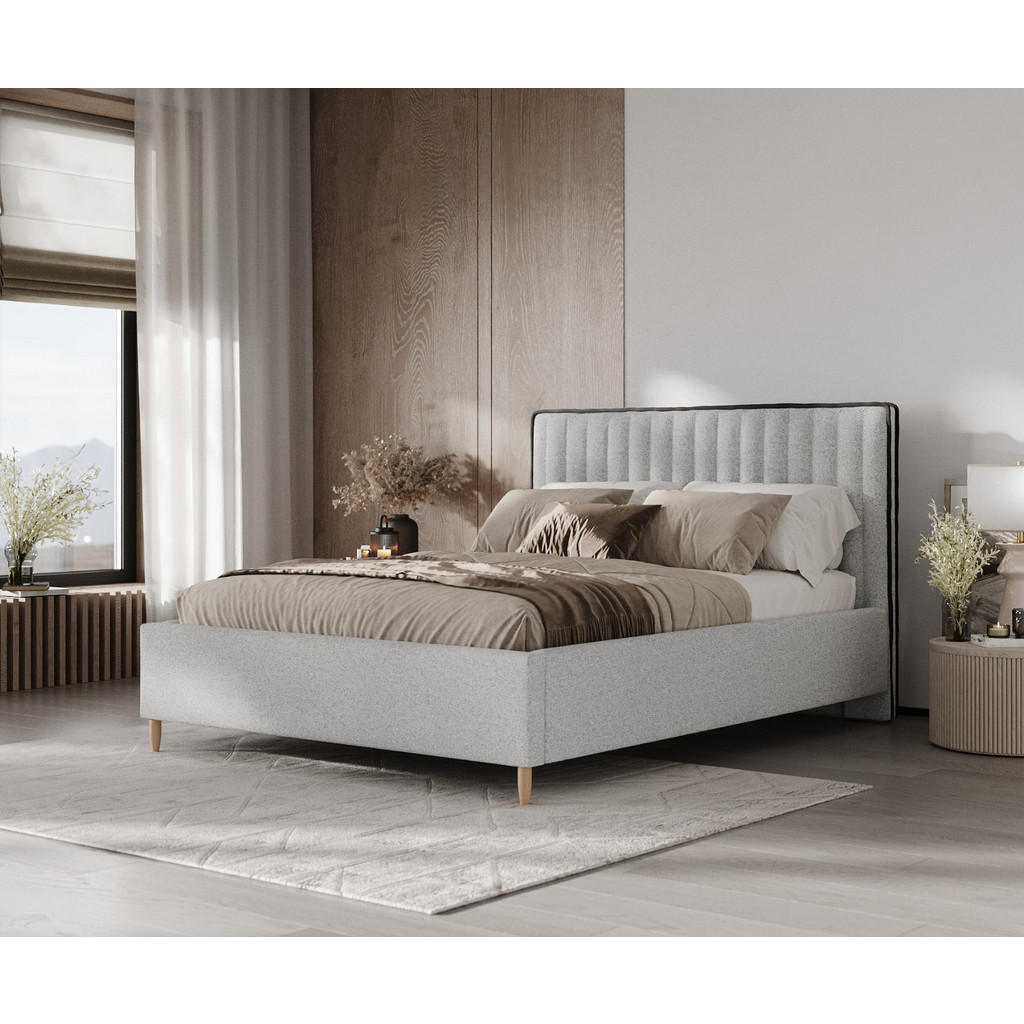 Thumbnail - AltaBeds Polsterbett, Hellgrau, Textil, Buche, Kiefer, 140x200 cm, DIN EN 1021-1, Handmade in Europe, Schlafzimmer, Bett...