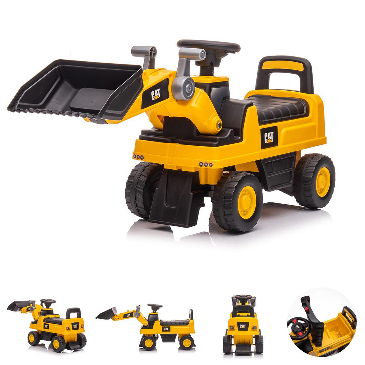 RUTSCHER CAT Loader, Radlader gelb Hupe, Staufach, Baggerschaufel - Gelb, Kunststoff (85/30/48cm) - Chipolino