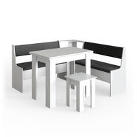 ECKBANKGRUPPE Roman Weiß 150 x 41.5 cm mit Tisch - Anthrazit/Weiß, Holzwerkstoff (150/80/150cm) - Vicco