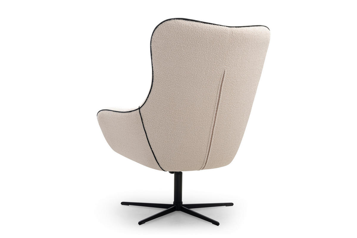 SESSEL SOGNO, Modern Polstersessel Loungesessel, Bucle-Stoff Beige - Beige, Holz/Metall (88/110/106cm) - MASSENO