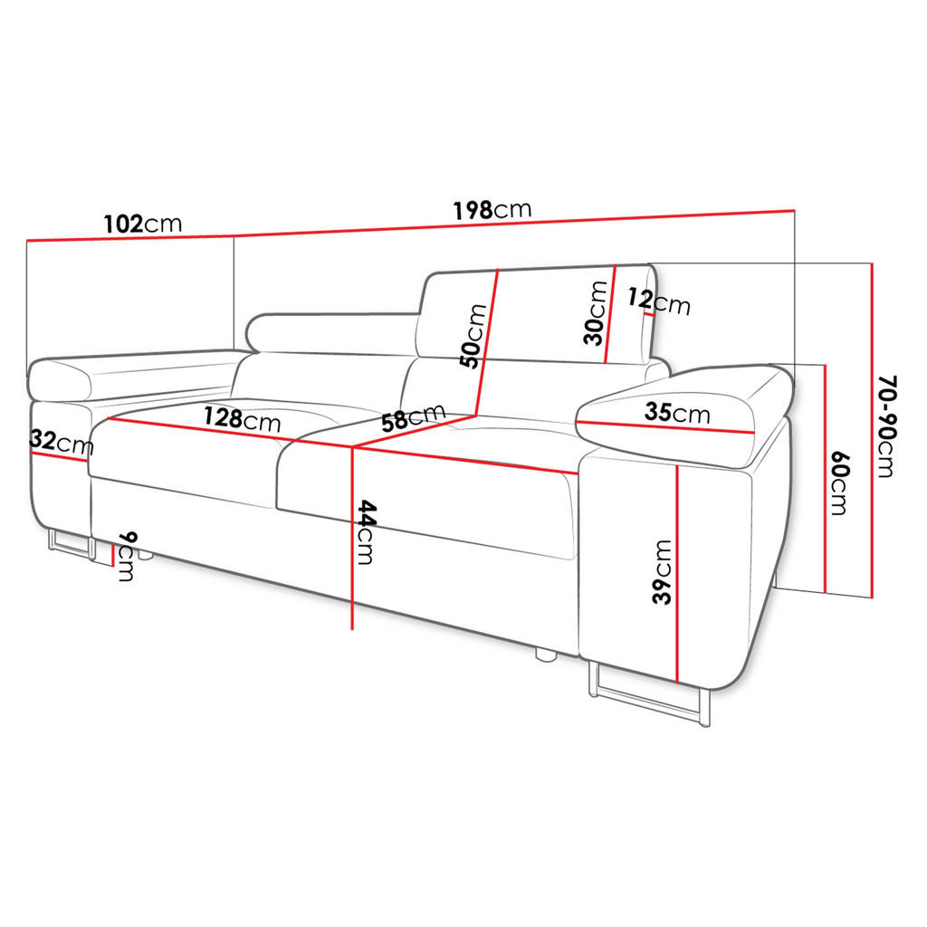 Thumbnail - Mirjan24 Sofa, Grau, Textil, 2-Sitzer, Rechteckig, 198x90x102 cm, Wohnzimmer, Sofas & Couches, Sofas