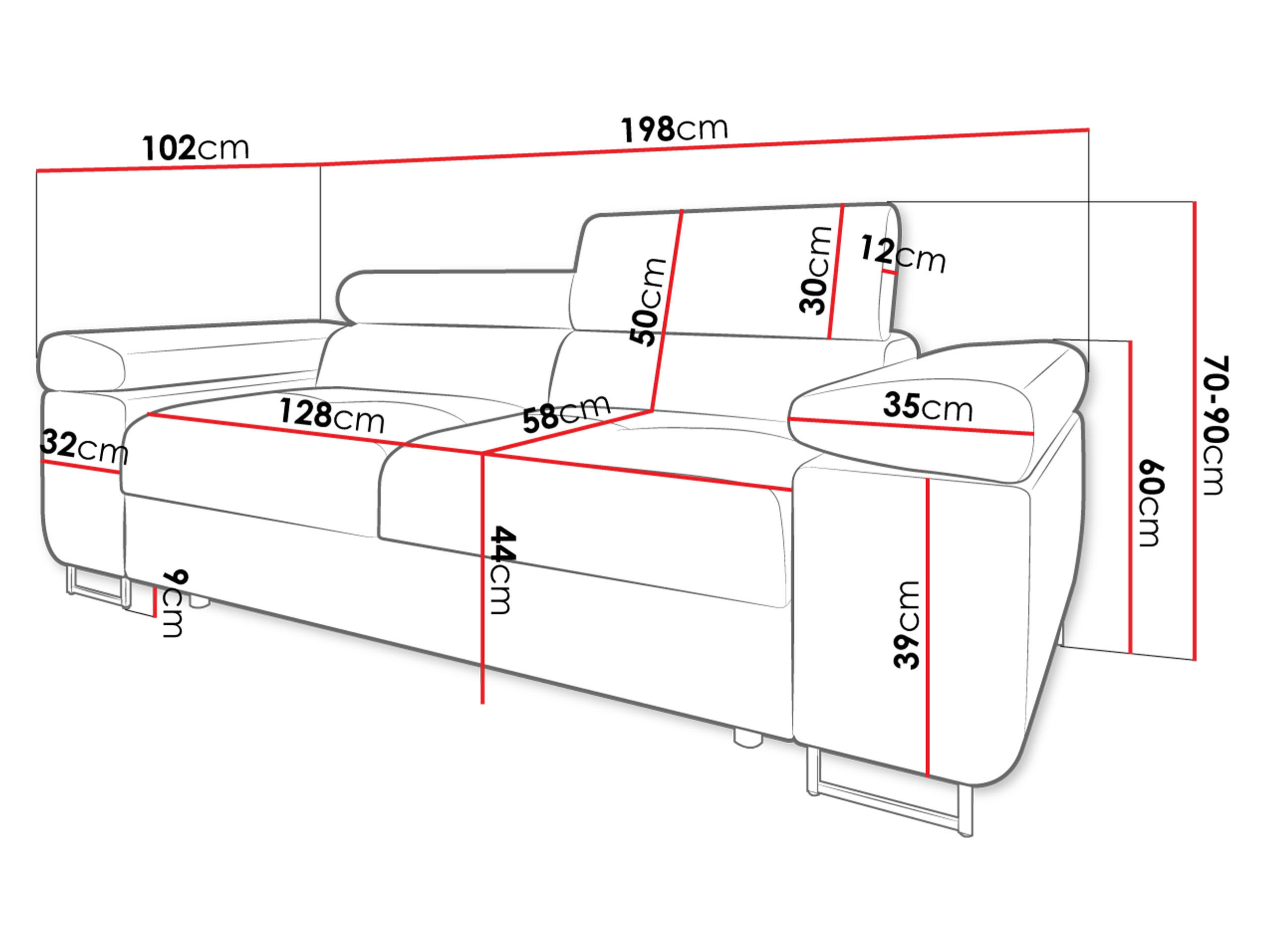 Thumbnail - Mirjan24 Sofa, Weiß, Textil, 2-Sitzer, Rechteckig, 198x90x102 cm, Wohnzimmer, Sofas & Couches, Sofas