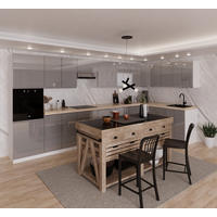 WINKELKÜCHE 420 cm x 200 cm - Aspen KA8-M420 - in Grau/Hochglanz - Grau, Holz/Holzwerkstoff (620/212/58cm) - Milaros Markt