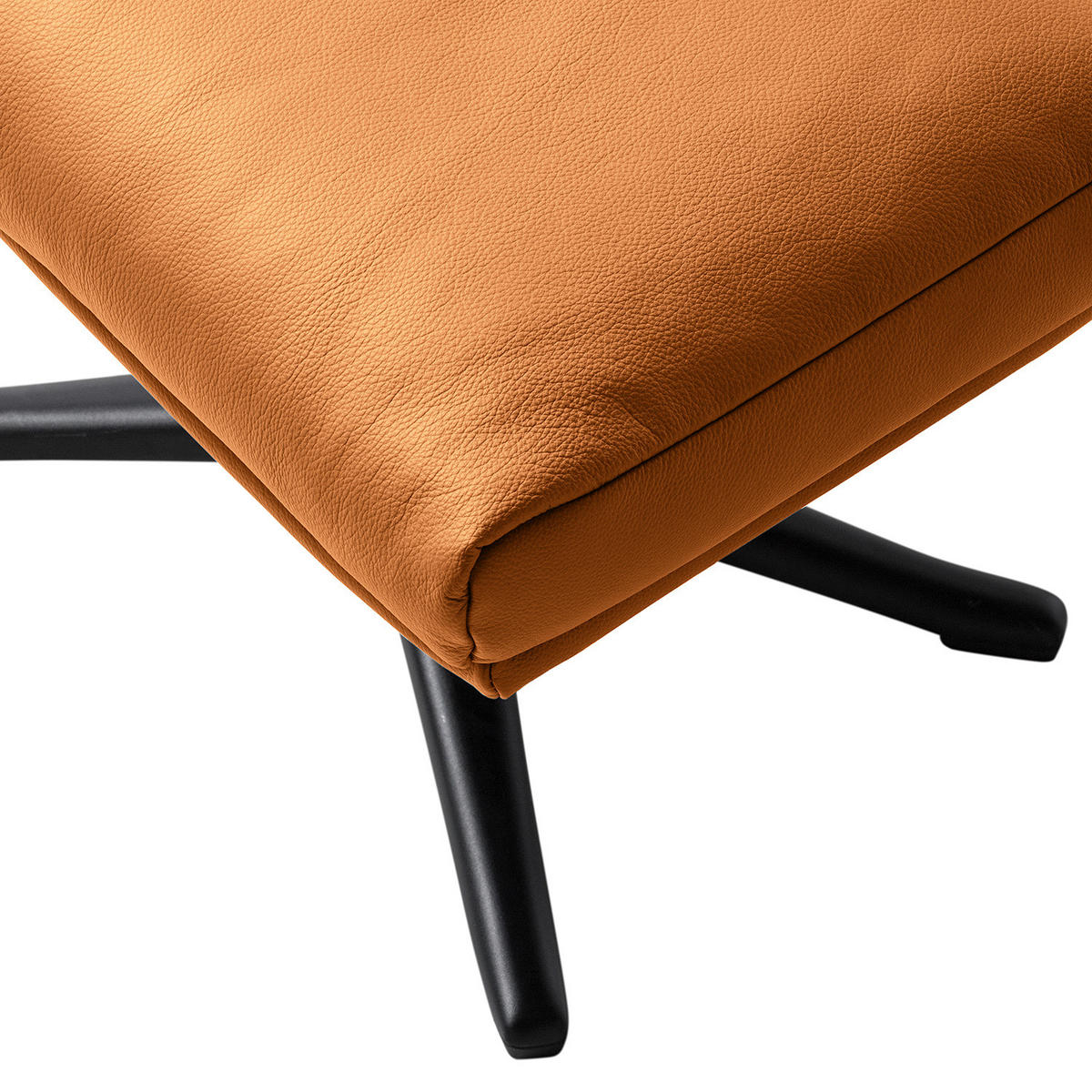 POLSTERHOCKER mit Kreuzfuß - Chromfarben/Cognac, Leder/Metall (51/37/41cm) - home24