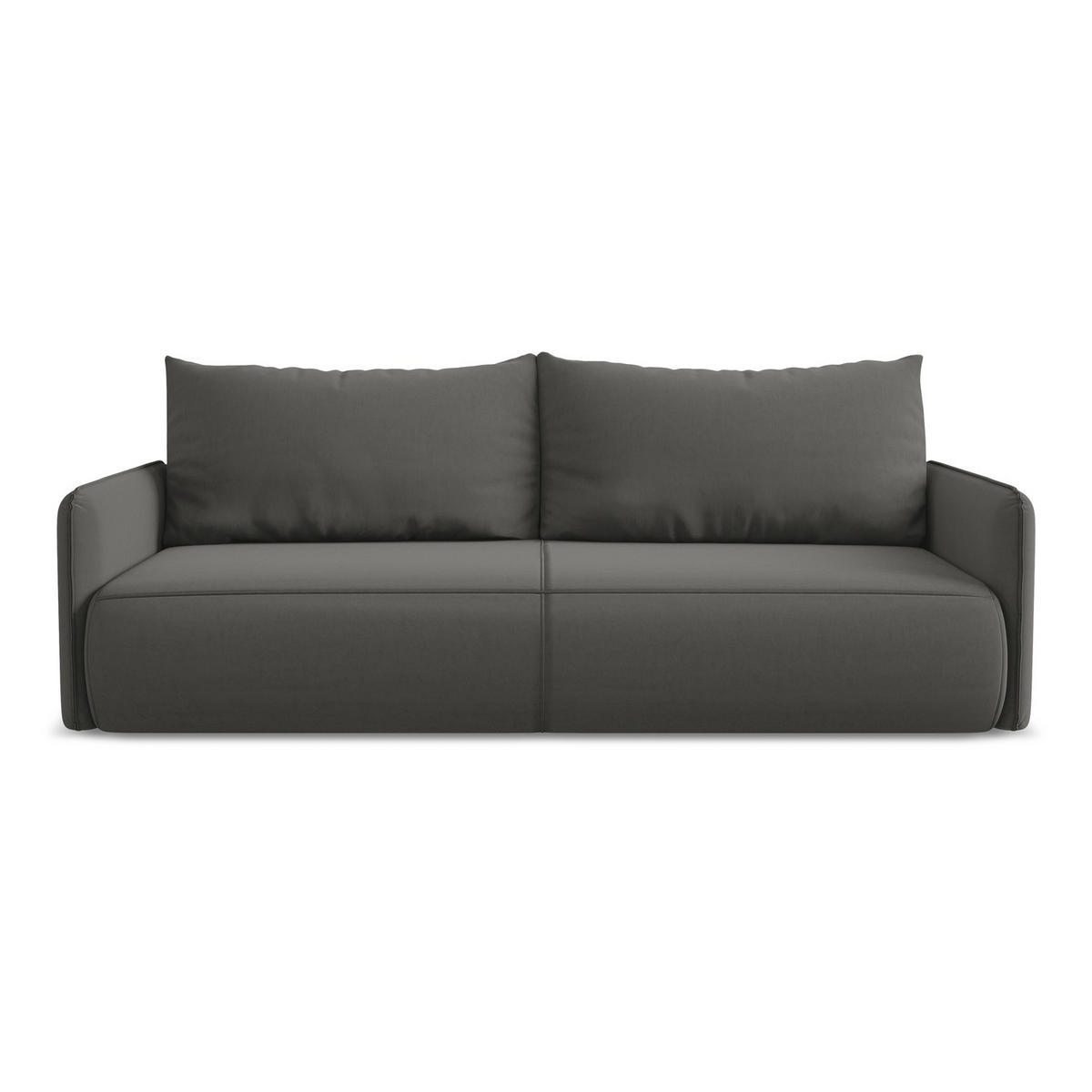 3-SITZER SOFA mit Schlaffunktion Samt Stoff Grau - Dunkelgrau/Schwarz, Kunststoff/Textil (216/86/105cm) - LaMiaSofa