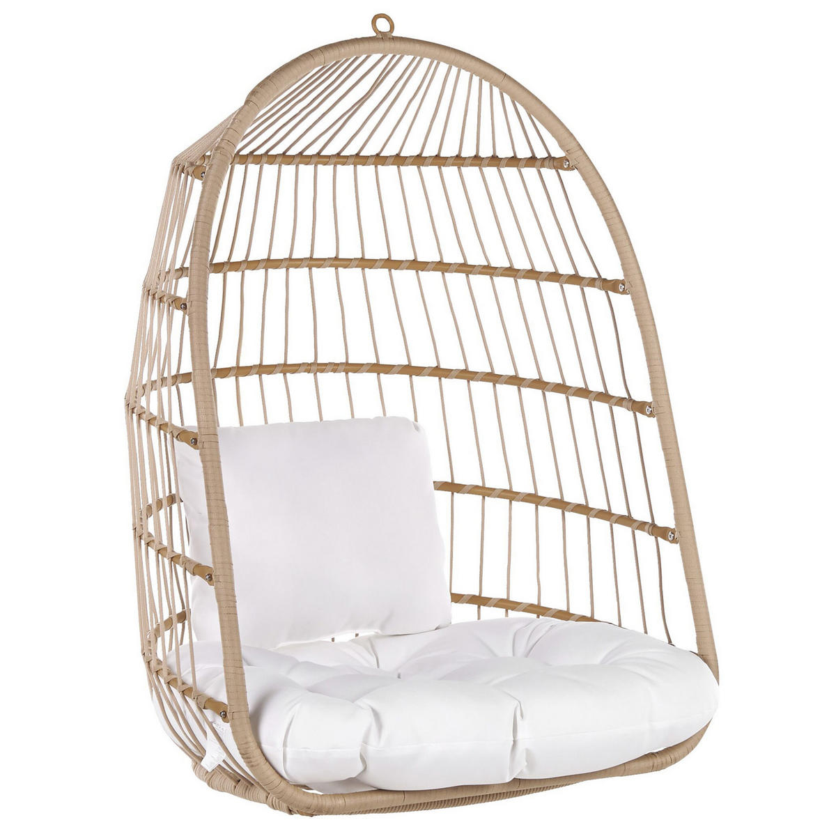 HÄNGESESSEL mit Gestell Flechtseil natürlich 102 cm Allera - Beige, Kunststoff (102/200/102cm) - Beliani
