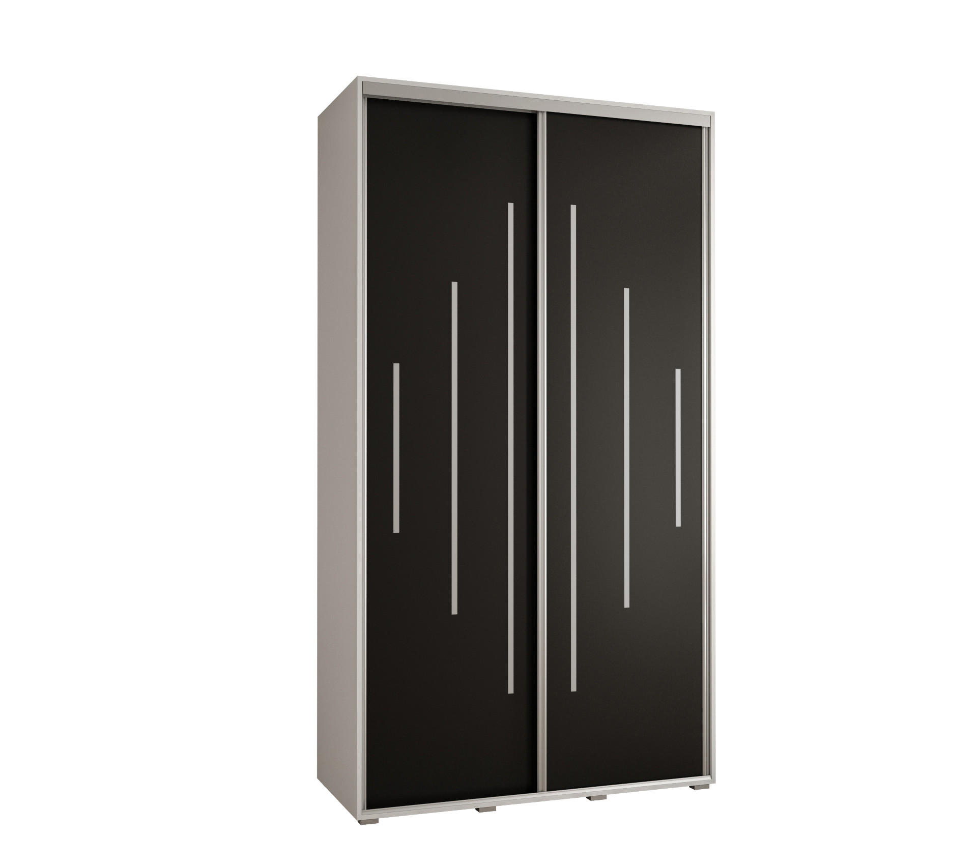 Abiks Möbel Schwebetürenschrank Weiß, Schwarz, Silber 130x235x45 cm