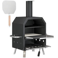 PIZZOVÁ PEC s lopatou z kovu, černá - černá, kov (47/66/55.5cm) - Outsunny