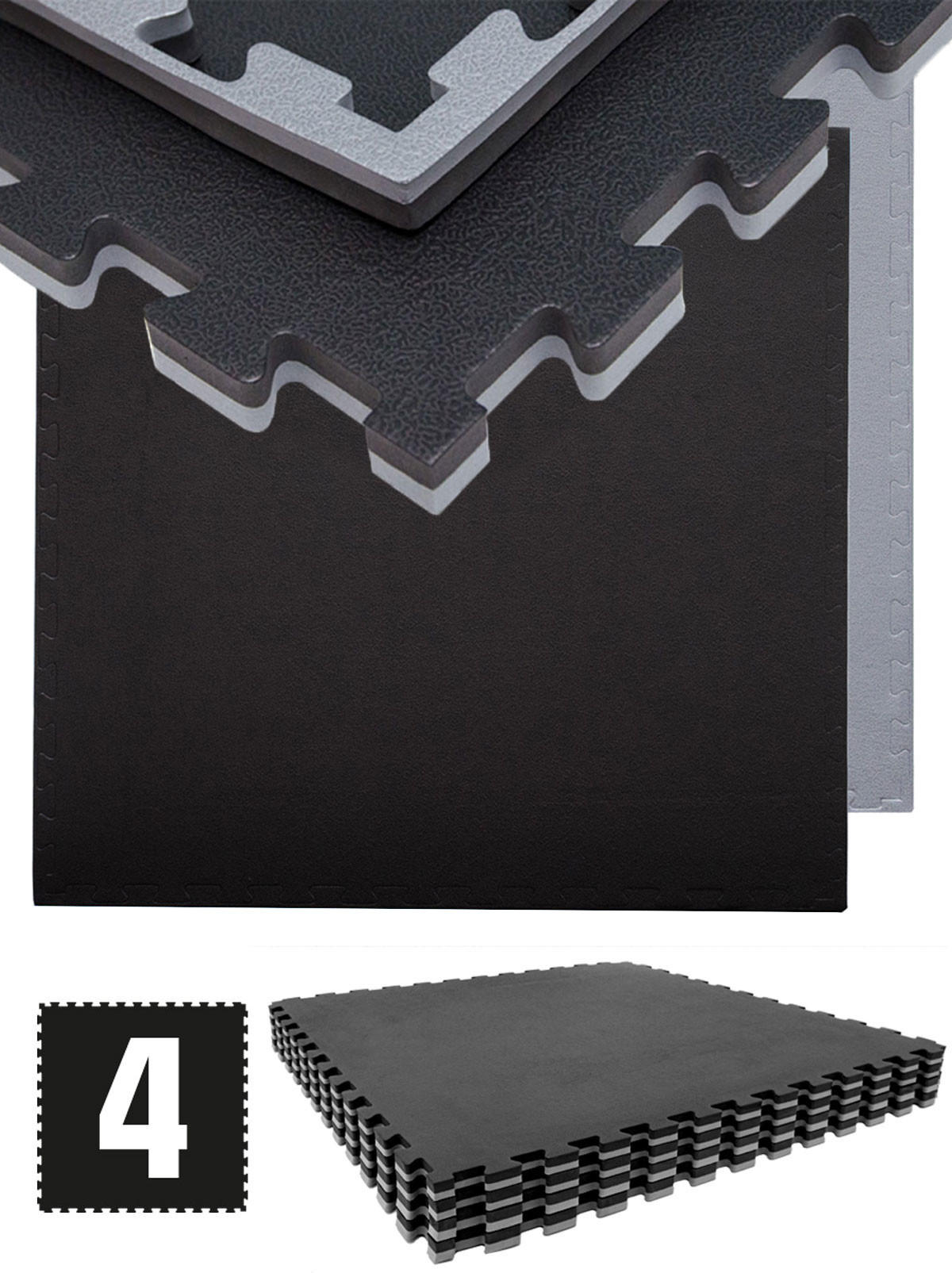 BODENSCHUTZMATTE 90x90x2 cm, Schwarz, 4er Set - Schwarz, Kunststoff (90/90/2cm) - eyepower
