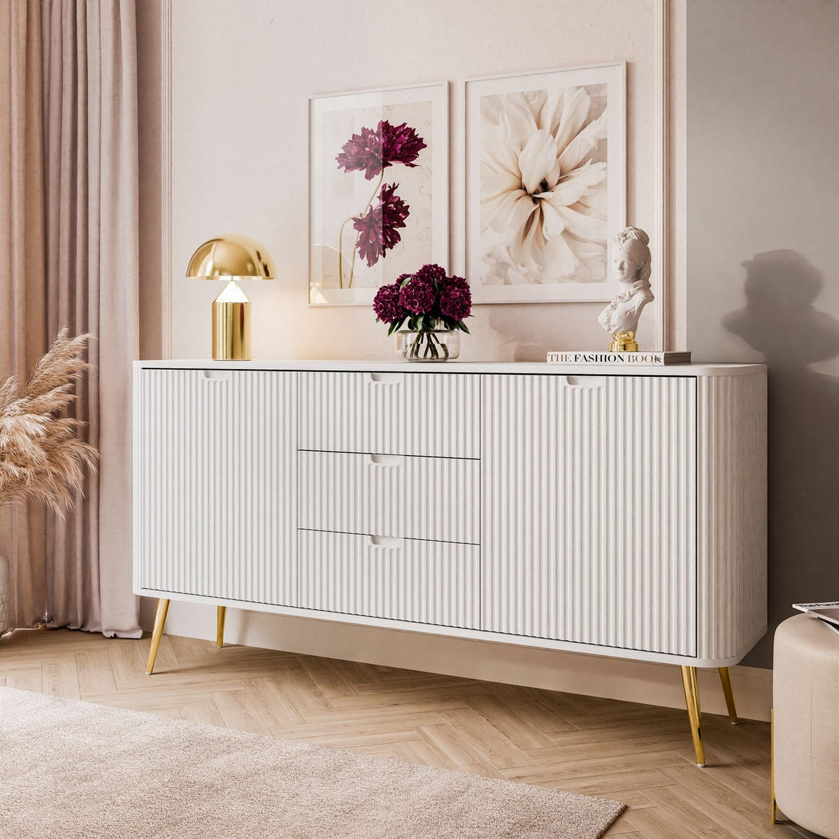 KOMMODE ZAIRA KSZ168 mit Schubladen Weiß - Weiß, Holzwerkstoff (168/87/39cm) - Lookway