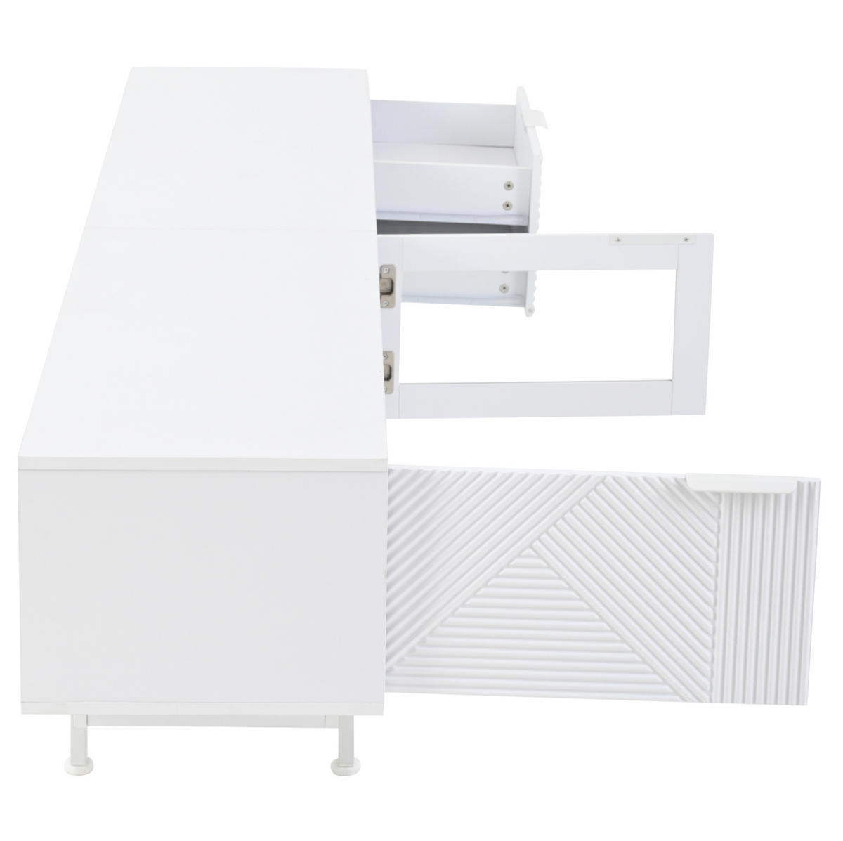 TV-LOWBOARD 200/40/50,5 cm mit 2 Türen und 2 Schubladen, 3-Schicht-Stauraum, Weiß - Weiß, Holzwerkstoff (200/50.5/40cm) - Redom