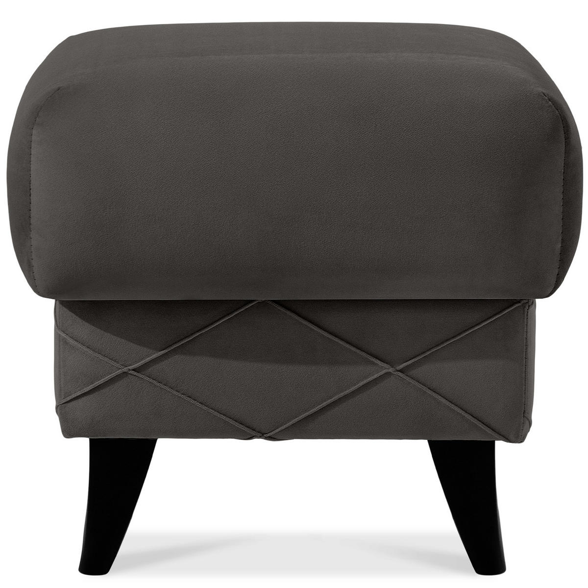 HOCKER GUSTAVO III Fußstütze, Velours, Anthrazit - Anthrazit, Holz/Holzwerkstoff (53/49/53cm) - KONSIMO®