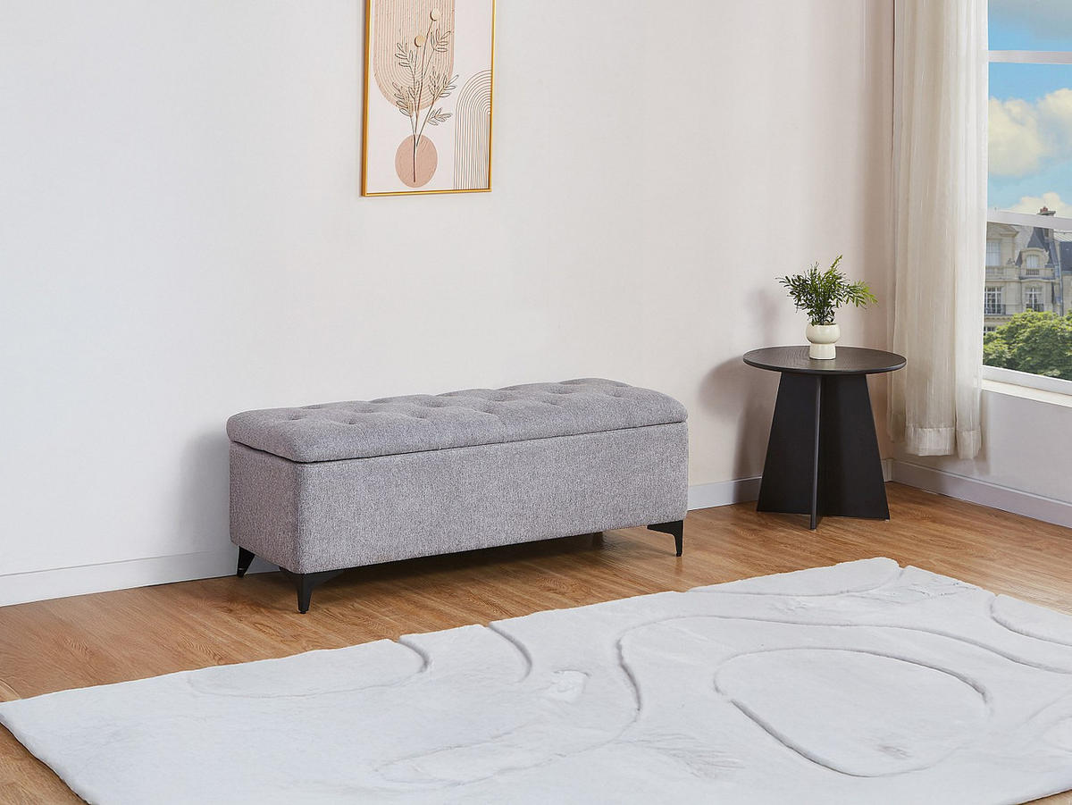 SITZBANK - 120 cm x 45 cm - Stoff - Grau - SABILO - Grau, Textil (120/44/45cm) - Vente-Unique