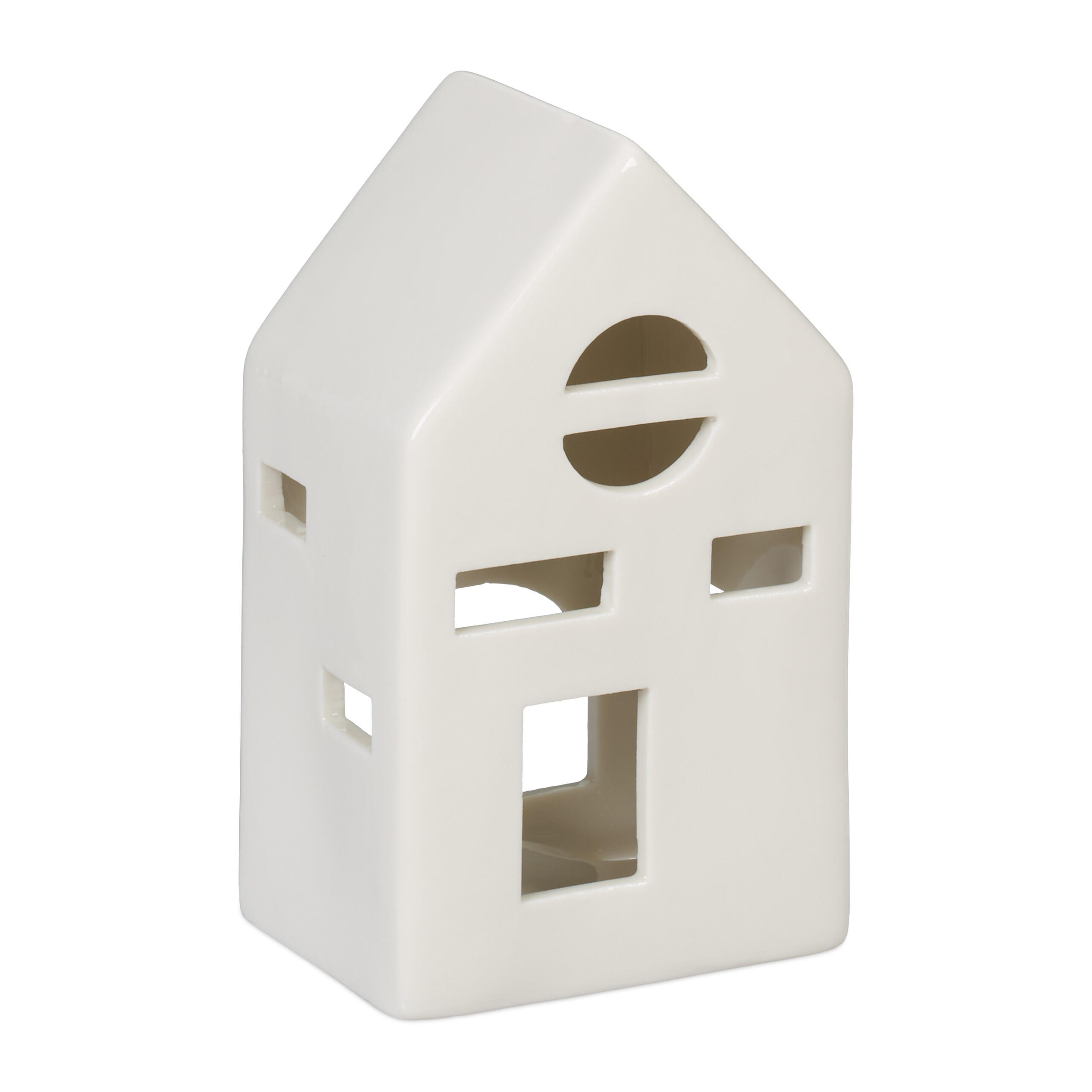 TEELICHTHAUS - Weiß, Keramik (12.5cm) - Relaxdays