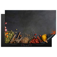 HERABDECKPLATTE - Kräuter - Lebensmittel - Gewürze - Schwarz - Paprika - Zimt - 85x55 - Currygelb, Kunststoff (85/55/0.2cm) - MuchoWow