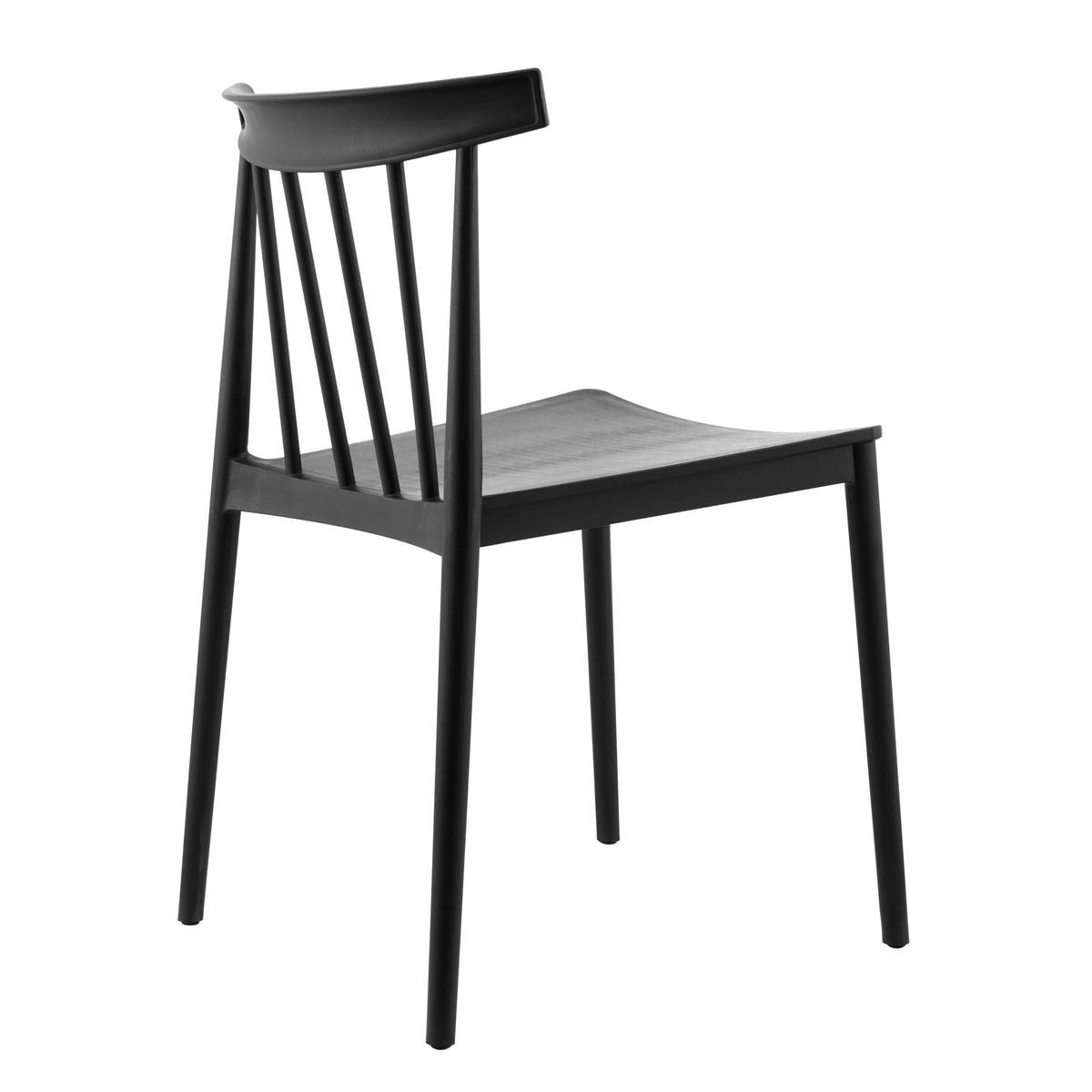 GARTENSTUHL 4-tlg., Schwarz - Schwarz, Kunststoff (50/76/51cm) - Oviala