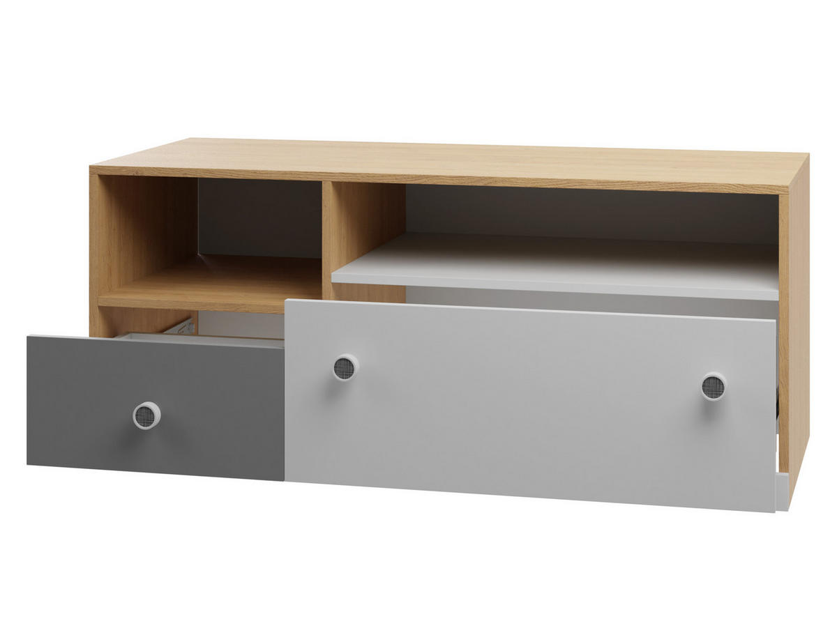 TV-LOWBOARD Pixel PX11 - Eichefarben/Weiß, Holzwerkstoff (120/60/50cm)