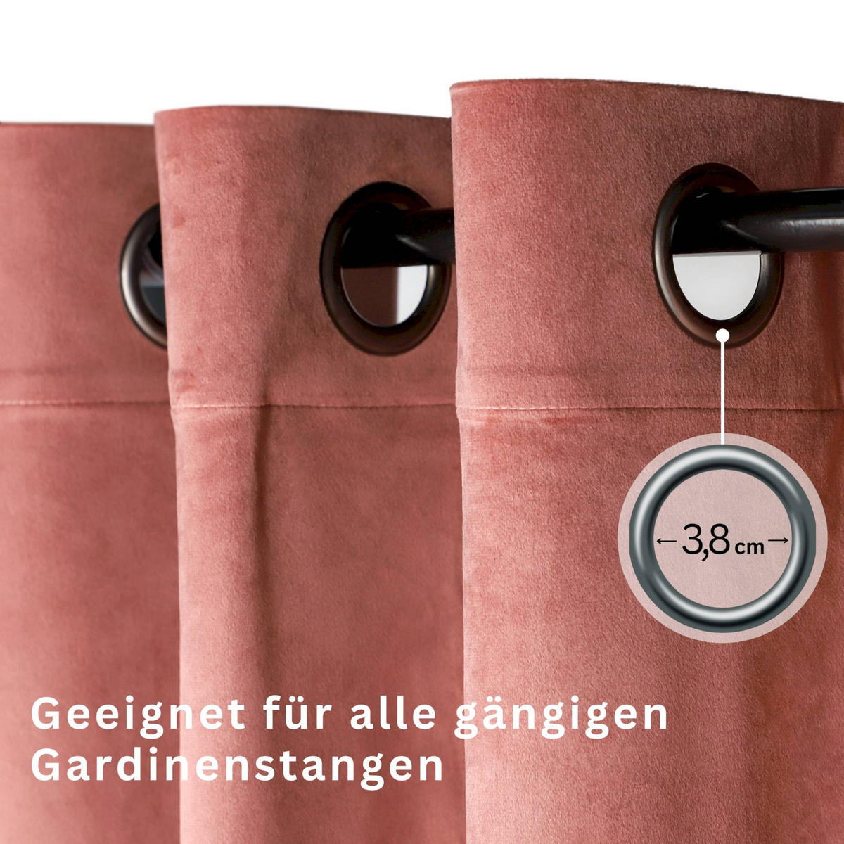 ÖSENVORHANG VELVET SIGNATURE - Rosa, Textil (140/1/250cm) - Tom Tailor