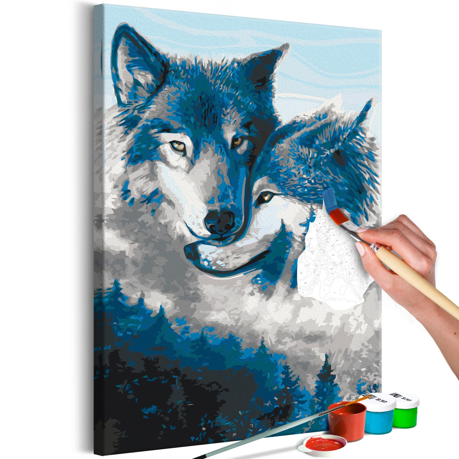 MALEN NACH ZAHLEN 40/50 cm - Blau/Grau, Textil (1.4/50cm) - KUNSTLOFT