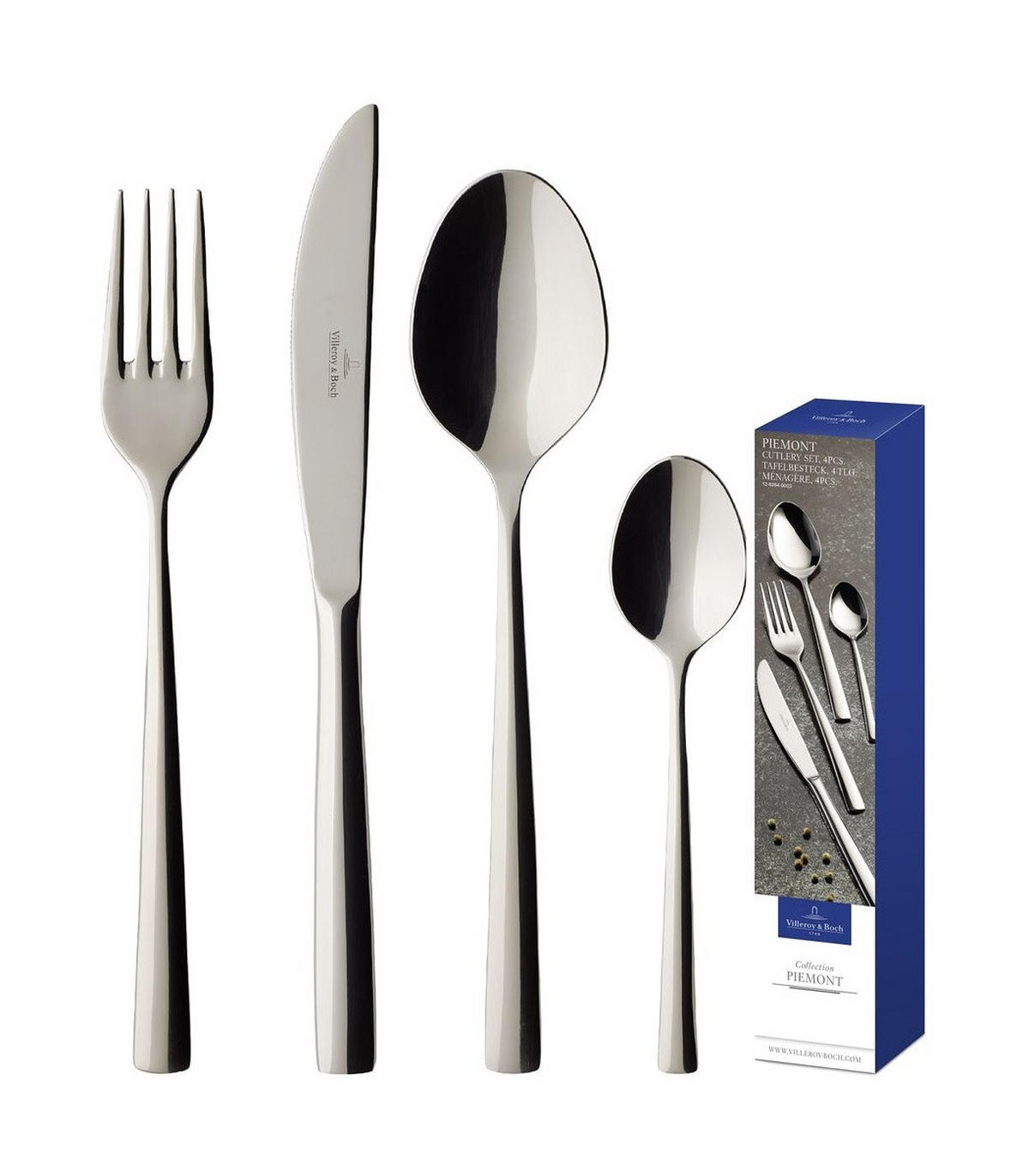 TAFELBESTECK Piemont silber 4er Set - Silberfarben, Metall - Villeroy & Boch