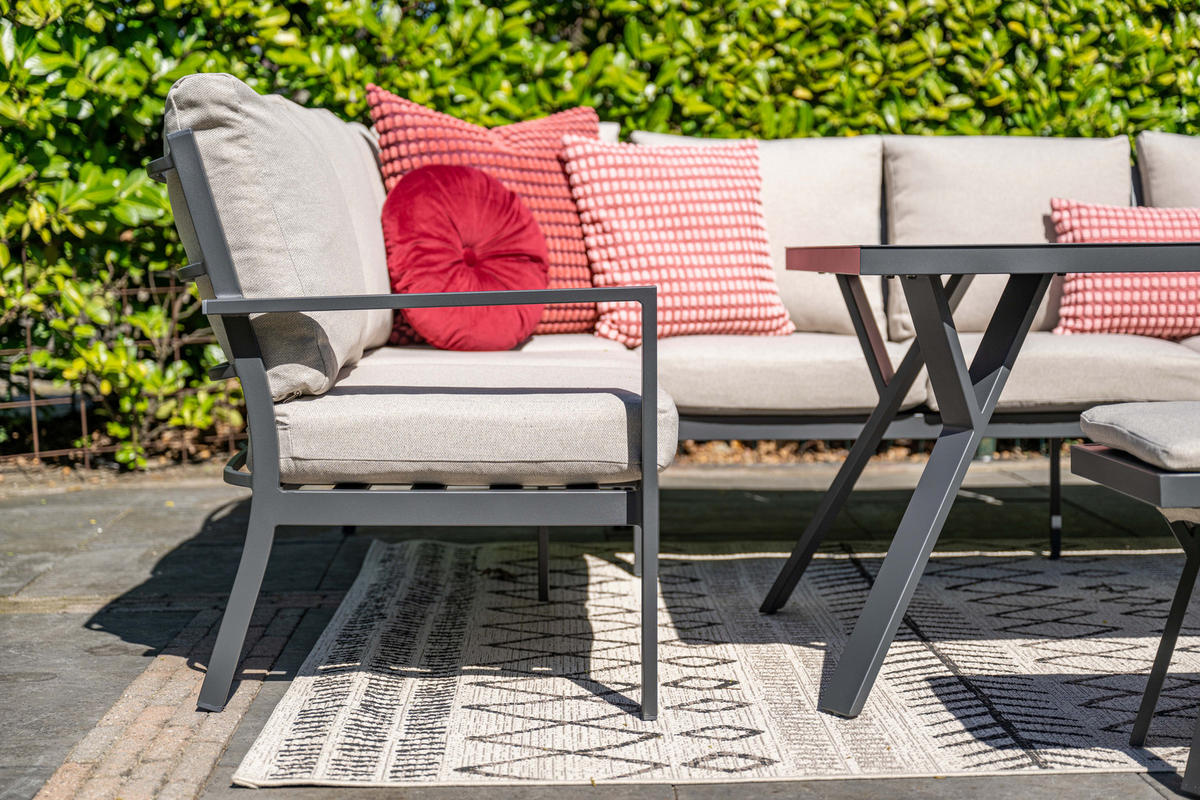 GARTENLOUNGESET Sergio 3-teilig, Premium Dining Ecklounge, Gartenmöbelset - Anthrazit, Metall - GARDEN IMPRESSIONS