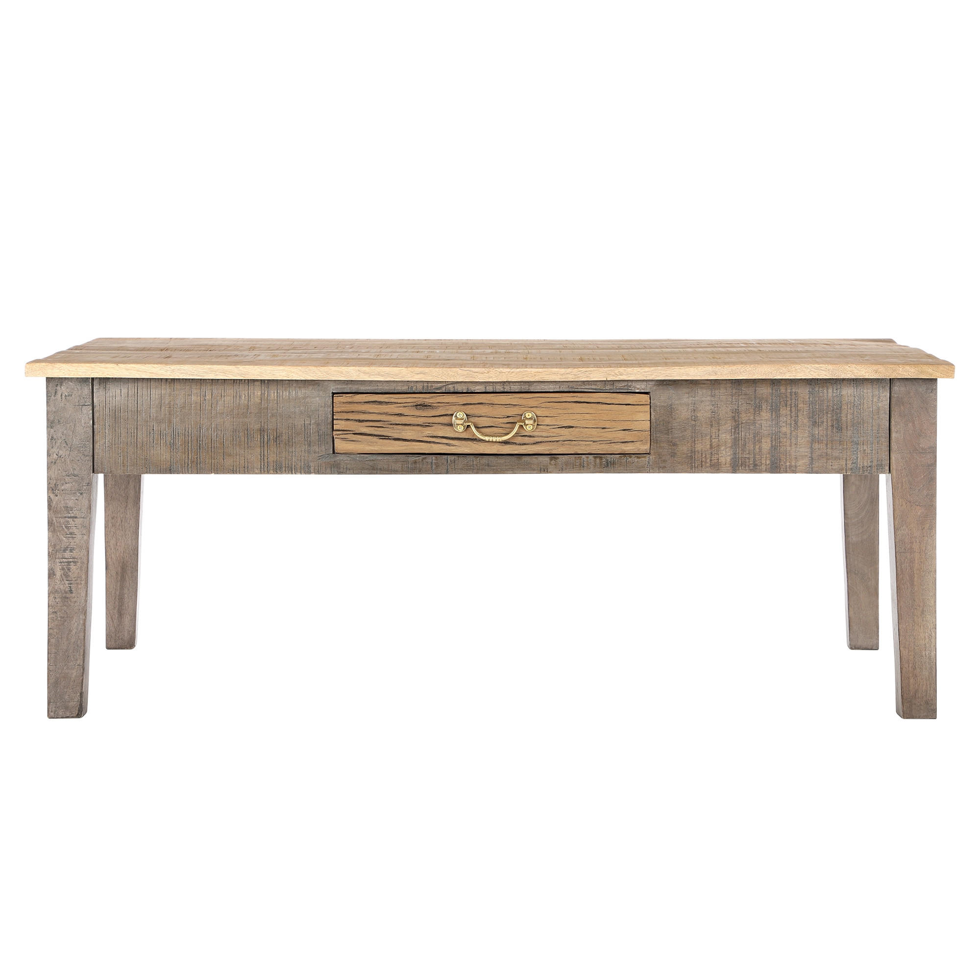 COUCHTISCH 117x70x45,5 cm Natur aus Mangoholz mit Schublade - Naturfarben, Holzwerkstoff (117/70/45.5cm) - WOMO-DESIGN