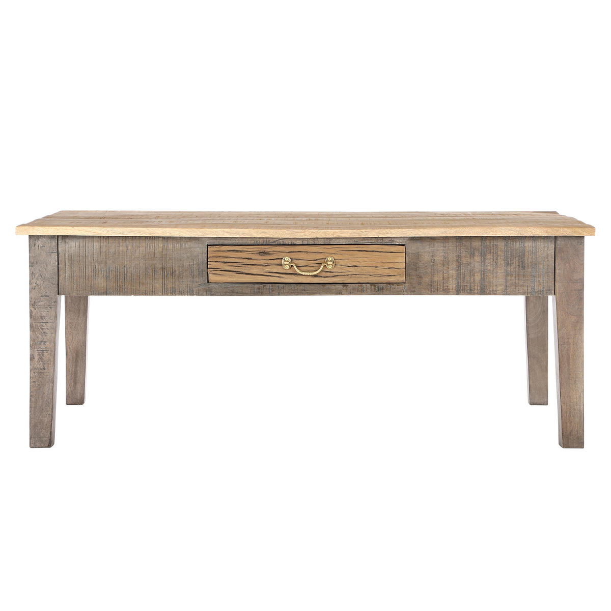 COUCHTISCH 117x70x45,5 cm Natur aus Mangoholz mit Schublade - Naturfarben, Holzwerkstoff (117/70/45.5cm) - WOMO-DESIGN