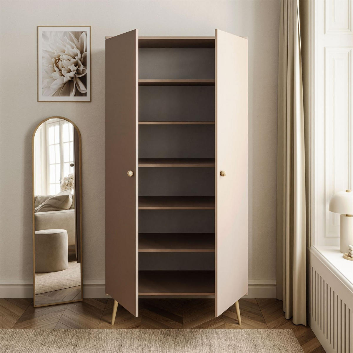 KLEIDERSCHRANK Zweitüriger HARMONY Macchiato - Cappuccino, Holzwerkstoff (87/212/41cm) - Lookway