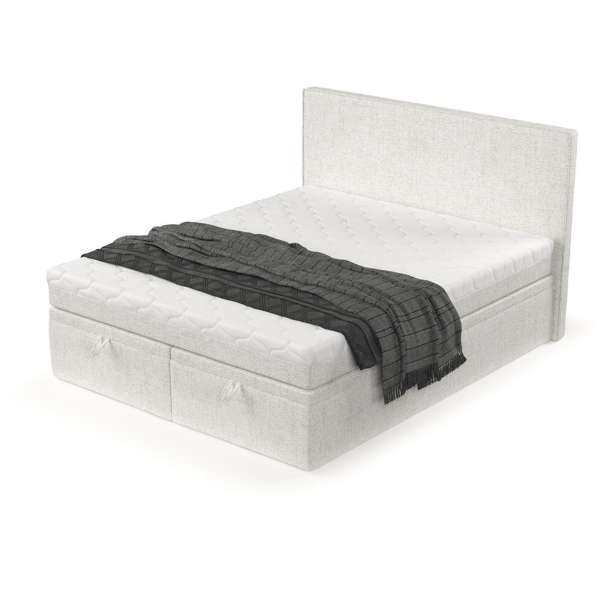 BOXBETT Zalla 180/200 cm Creme im Neve Stoff - Creme/Schwarz, Holz/Holzwerkstoff (180/200cm) - AltaBeds