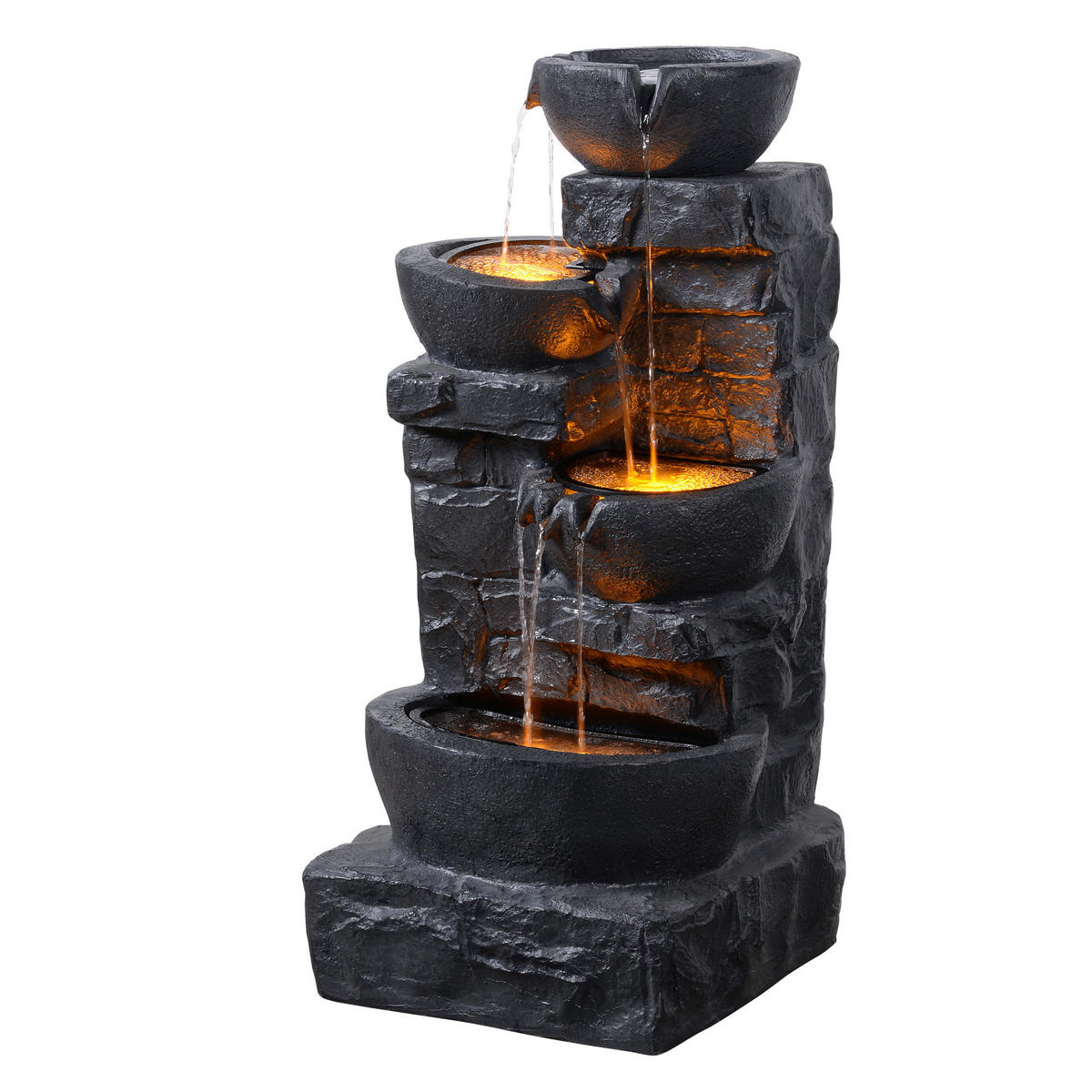 GARTENBRUNNEN 3-stufig dunkelgrau - Grau, Kunststoff (42/40/83cm) - Teamson Home