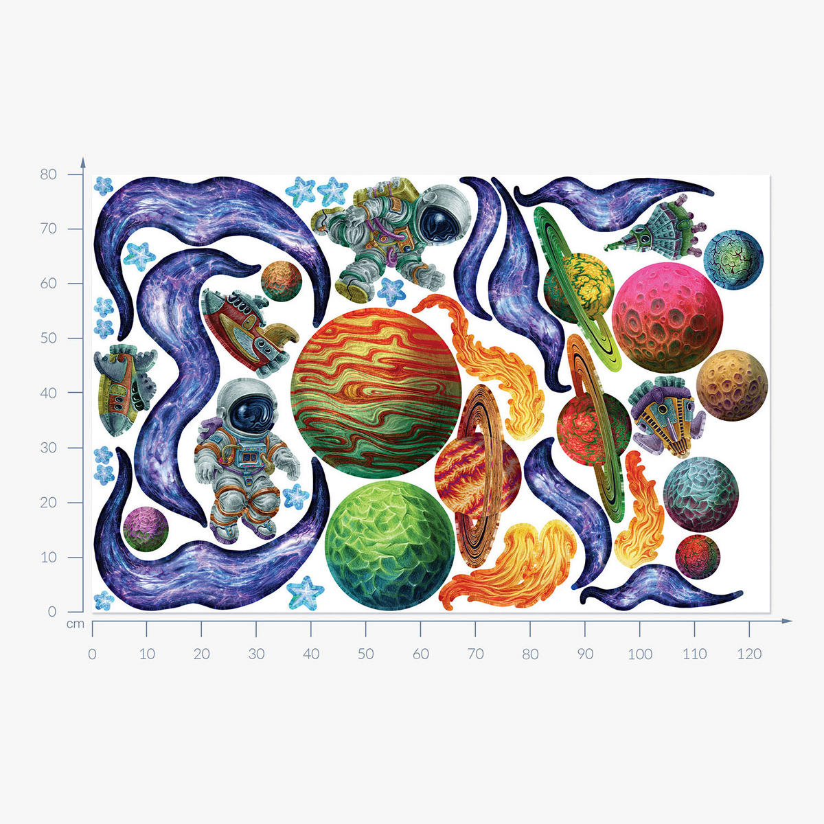 WANDAUFKLEBER 80x124cm - Farbenfroher Raum - Multicolor, Kunststoff (80/124/0.1cm) - Wallfluent