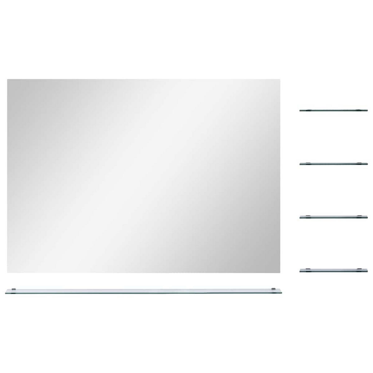 WANDSPIEGEL mit 5 Ablagen Silbern 80×60 cm - Silberfarben, Glas (80/60/10cm) - furnicato