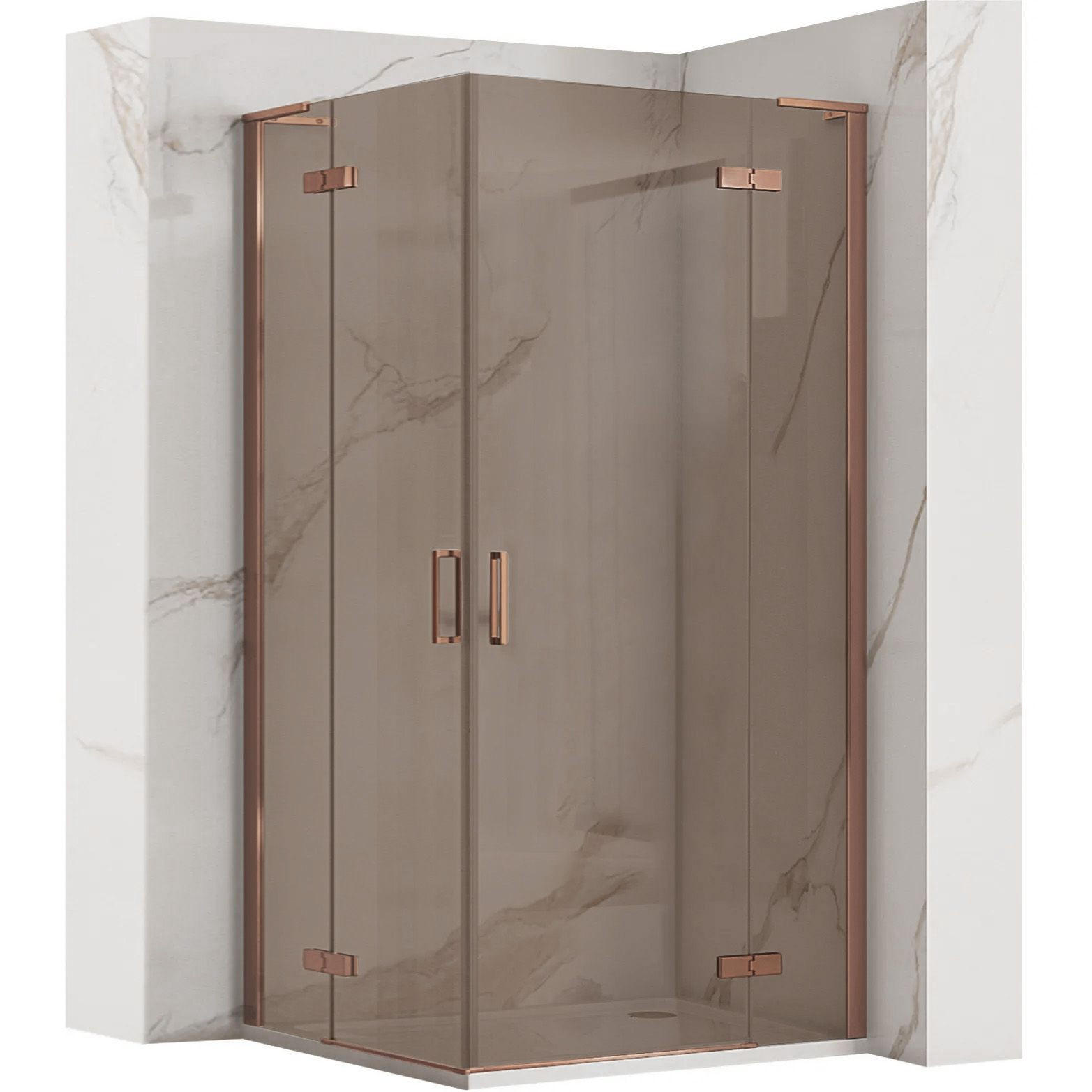 DUSCHKABINE Rea Hugo Double 80x80 Copper Brush - Kupferfarben, Glas (80/80/200.5cm) - REA