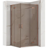 DUSCHKABINE Rea Hugo Double 80x80 Copper Brush - Kupferfarben, Glas (80/80/200.5cm) - REA